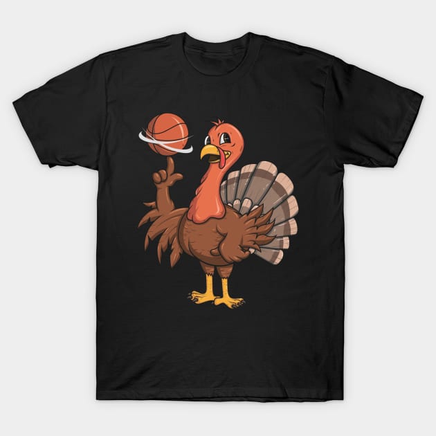 Funny Basketball Turkey Thanksgiving Basted Gift T-Shirt T-Shirt by Dr_Squirrel